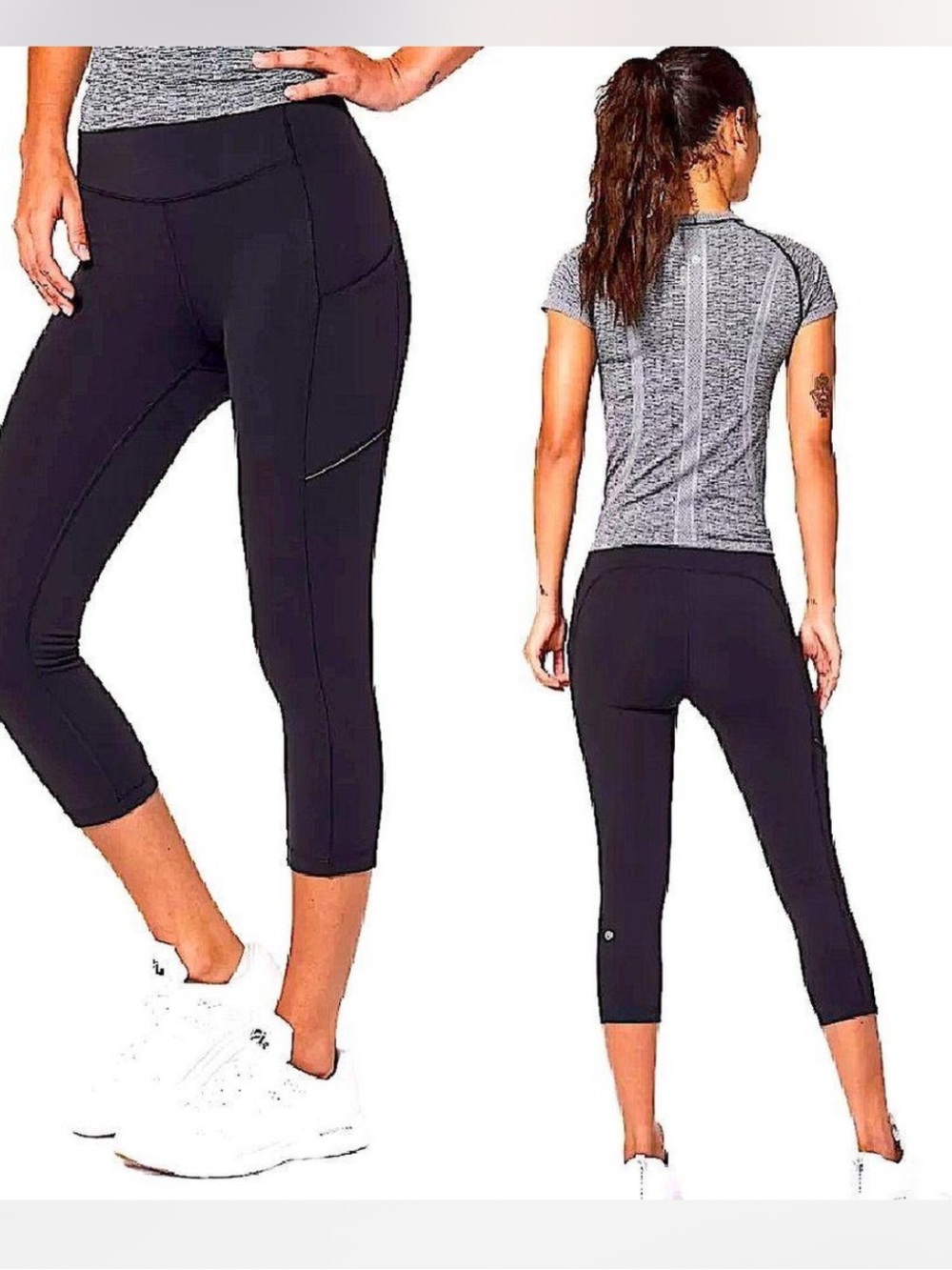 lululemon athletica Black Cropped Athletic Capris